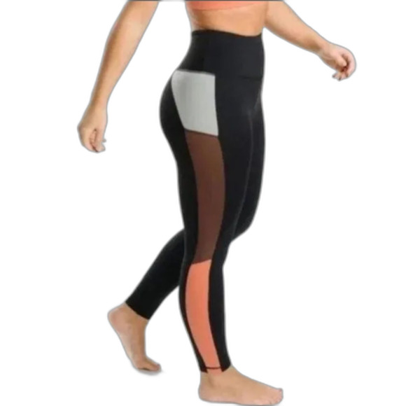 Zyia Light N Tight Black Peach Coffee Colorblock High Rise Ankle Legging Size M - Picture 1 of 10